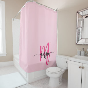 Hot Pink Modern Script Girly Monogram Name