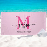 Hot Pink Modern Script Girly Monogram Name Beach Towel<br><div class="desc">Make a splash with our Hot Pink Modern Script Girly Monogram Name Beach Towel! Featuring a vibrant hot pink design and personalized with your name in an elegant modern script, this towel adds a stylish touch to your beach or poolside look. Made from soft, absorbent material, it offers both comfort...</div>