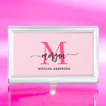 Hot Pink Modern Script Girly Monogram Name Business Card Holder<br><div class="desc">Make a professional statement with our Hot Pink Modern Script Girly Monogram Name Business Card Case! This sleek and stylish case features a bold hot pink design, personalized with your name in an elegant modern script for a chic, custom touch. Perfect for carrying and protecting your business cards, it combines...</div>