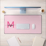 Hot Pink Modern Script Girly Monogram Name Desk Mat<br><div class="desc">Enhance your workspace with our Hot Pink Modern Script Girly Monogram Name Desk Mat! Featuring a bold hot pink design, this desk mat is personalized with your name in a chic modern script for a custom touch. Made from high-quality, durable materials, it provides a smooth, comfortable surface for writing and...</div>
