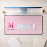 Hot Pink Modern Script Girly Monogram Name Desk Mat<br><div class="desc">Enhance your workspace with our Hot Pink Modern Script Girly Monogram Name Desk Mat! Featuring a bold hot pink design, this desk mat is personalized with your name in a chic modern script for a custom touch. Made from high-quality, durable materials, it provides a smooth, comfortable surface for writing and...</div>