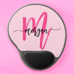 Hot Pink Modern Script Girly Monogram Name Gel Mouse Pad<br><div class="desc">Add a pop of colour to your workspace with our Hot Pink Modern Script Girly Monogram Name Mouse Pad! Featuring a vibrant hot pink design and personalized with your name in a chic modern script, this mouse pad blends style with practicality. The smooth surface ensures precise mouse movements, while the...</div>