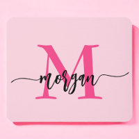 Hot Pink Modern Script Girly Monogram Name