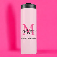 Hot Pink Modern Script Girly Monogram Name