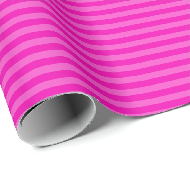 Hot Pink Monochromatic Stripe Wrapping Paper (Roll Corner)