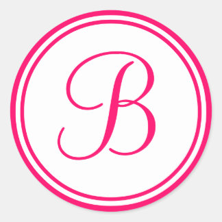 Hot Pink, Monogram B Wedding Label