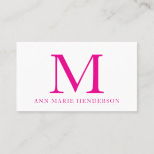 Hot Pink Monogram  Business Card