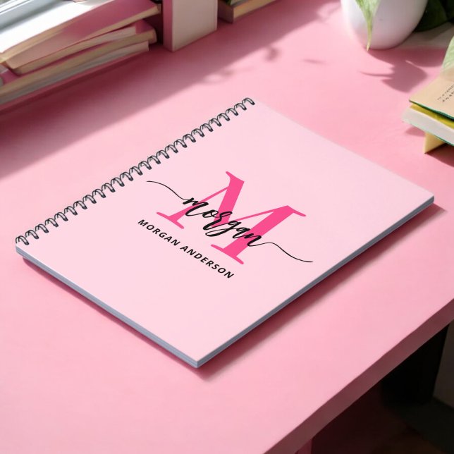 Hot Pink Monogram Girl's Back to School Notebook (Creator Uploaded)