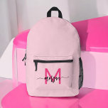 Hot Pink Monogram Girl's Back to School Printed Backpack<br><div class="desc">Start the school year in style with our Hot Pink Monogram Girl's Back to School Printed Backpack! This eye-catching backpack features a vibrant hot pink design, personalized with your monogram for a unique and trendy look. Perfect for carrying books, supplies, and everyday essentials, it offers both fashion and functionality. With...</div>