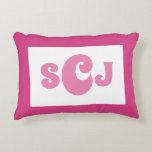 Hot Pink Monogram Girly Accent Pillow<br><div class="desc">Add a pop of colour and personal touch to your living space with our Hot Pink Monogram Girly Accent Pillow. This pillow features a stylish hot pink colour and a chic monogram design that adds a touch of elegance to any room. Whether you're looking to spruce up your bedroom, living...</div>