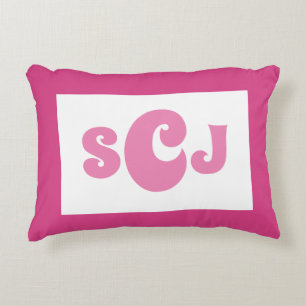 Hot Pink Monogram Girly Accent Pillow