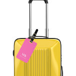 Hot pink monogram initials luggage tag<br><div class="desc">A girly hot pink coloured background. Personalize and add your monogram letters and full name on the front. Your contact information on the back.</div>