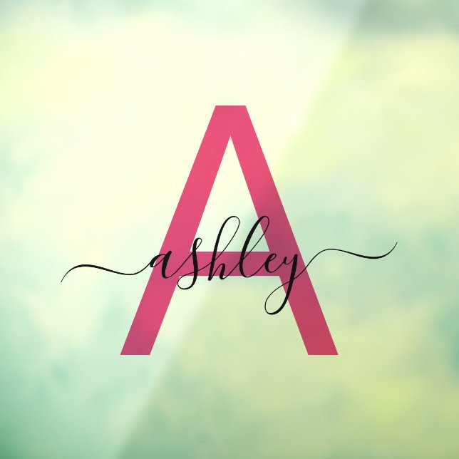 Hot Pink Monogram Name Business Corporate Window Cling (Sheet 3)