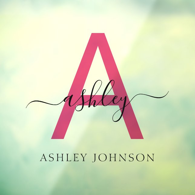 Hot Pink Monogram Name Business Corporate Window Cling (Sheet 3)