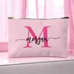 Hot Pink Monogram Name Girl's Script  Accessory Pouch<br><div class="desc">Organize your essentials in style with our Hot Pink Monogram Name Girl's Script Accessory Pouch! Featuring a bold hot pink design, this pouch is personalized with your name in an elegant script font for a chic, custom touch. Perfect for storing cosmetics, stationery, or small accessories, it combines practicality with flair....</div>
