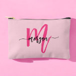 Hot Pink Monogram Name Girl's Script  Accessory Pouch<br><div class="desc">Organize your essentials in style with our Hot Pink Monogram Name Girl's Script Accessory Pouch! Featuring a bold hot pink design, this pouch is personalized with your name in an elegant script font for a chic, custom touch. Perfect for storing cosmetics, stationery, or small accessories, it combines practicality with flair....</div>