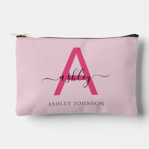Hot Pink Monogram Name Girl's Script Accessory Pouch