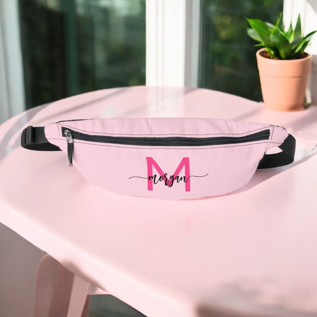 Hot Pink Monogram Name Girl's Script  Fanny Pack (Creator Uploaded)