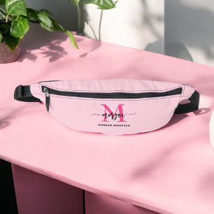 Hot Pink Monogram Name Girl's Script  Fanny Pack