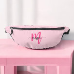 Hot Pink Monogram Name Girl's Script  Fanny Pack<br><div class="desc">Add a pop of colour to your outfit with our Hot Pink Monogram Name Girl's Script Fanny Pack! Featuring a vibrant hot pink design, this fanny pack is personalized with your name in an elegant script font for a custom touch. Perfect for carrying essentials while keeping your hands free, it...</div>