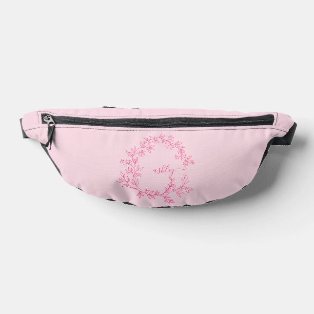 Hot Pink Monogram Name Girl's Script  Fanny Pack (Lay Down)
