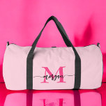 Hot Pink Monogram Name Girl's Script Sports Duffle Bag<br><div class="desc">Elevate your game with our Hot Pink Monogram Name Girl's Script Sports Duffle Bag! Featuring a vibrant hot pink design, this duffle bag is personalized with your name in an elegant script font for a custom touch. Ideal for sports, gym sessions, or travel, it offers ample space and durable construction...</div>