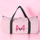 Hot Pink Monogram Name Girl's Script Sports Duffle Bag<br><div class="desc">Elevate your game with our Hot Pink Monogram Name Girl's Script Sports Duffle Bag! Featuring a vibrant hot pink design, this duffle bag is personalized with your name in an elegant script font for a custom touch. Ideal for sports, gym sessions, or travel, it offers ample space and durable construction...</div>