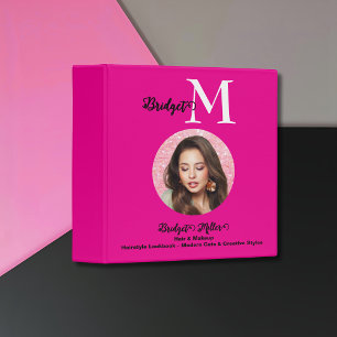 hot pink Monogram photo Hairstyle Lookbook Binder