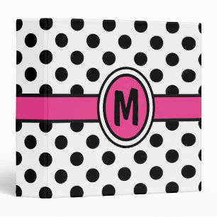 Hot pink monogram polka dots binder
