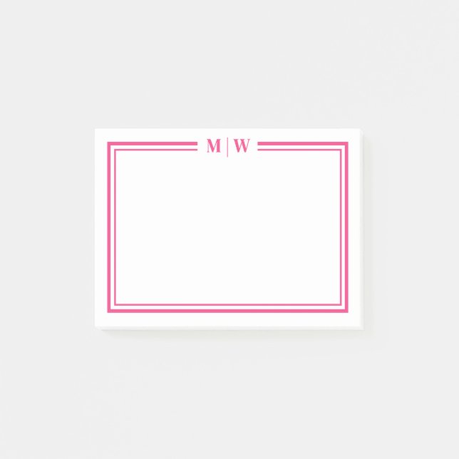 Hot Pink Monogram Post-it Notes (Front)