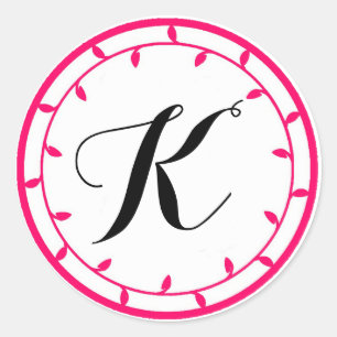 Hot Pink Monogram Sticker Template