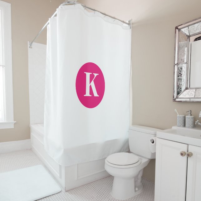 Hot Pink Monogram White Initial Custom Name Modern (In Situ)