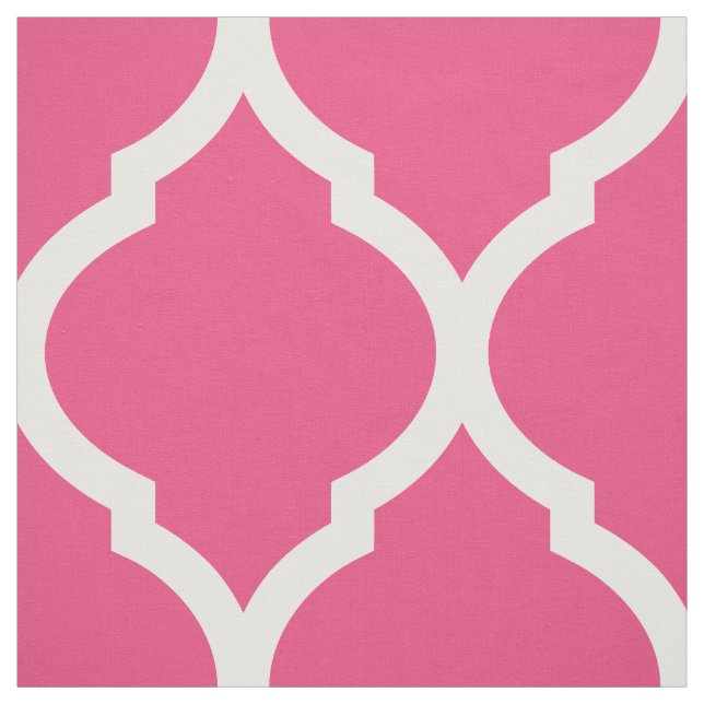 Hot Pink Moroccan Quatrefoil Large Scale Fabric (Swatch)