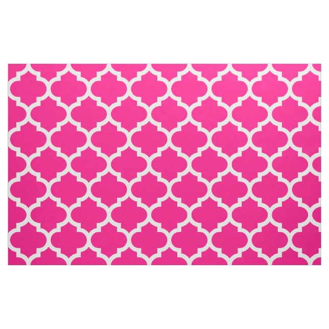 Hot Pink Moroccan Quatrefoil Trellis Fabric (Fat Quarter)
