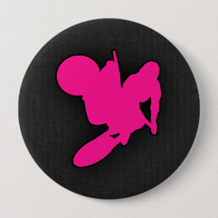 Hot Pink Motocross, dirt bike 4 Inch Round Button