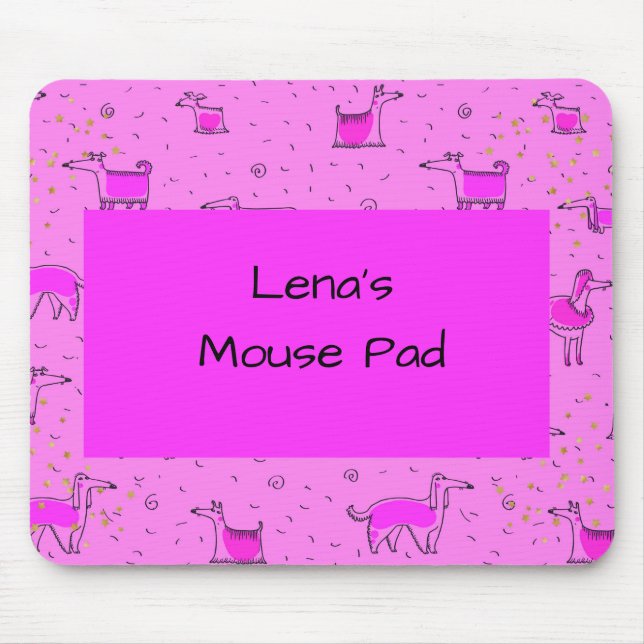 Hot Pink Mouse Pad with Comical Dogs (Front)