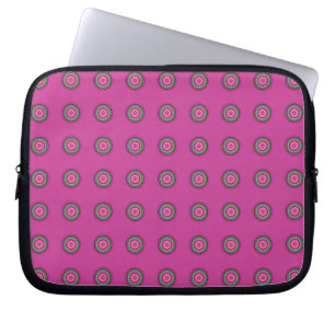 Hot Pink Multicolored Circular Pattern Laptop Sleeve