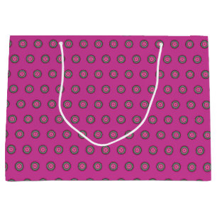 Hot Pink Multicolored Circular Pattern Large Gift Bag