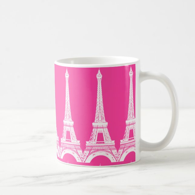 Hot Pink-n-White Eiffel Towers Coffee Mug (Right)