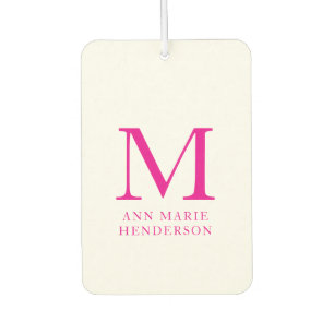 Hot Pink Name and Monogram  Air Freshener
