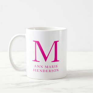 Hot Pink Name and Monogram  Coffee Mug
