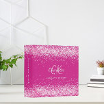 Hot pink name monogram girl binder<br><div class="desc">A hot pink background decorated with confetti,  sparkles.  Personalize and add your first name,  monogram initials and full name.
Spine: add your own text.</div>