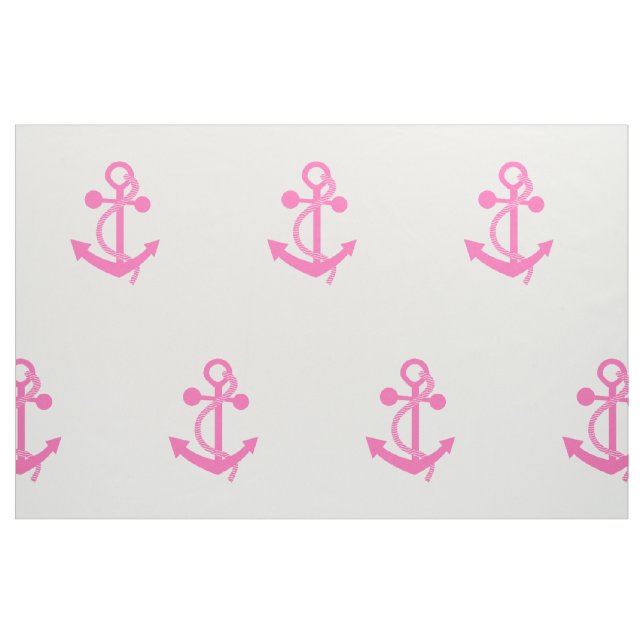 Hot Pink Nautical Anchor Fabric (Yard)