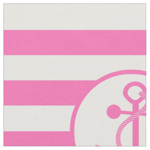 Hot Pink Nautical Anchor with Stripes Fabric