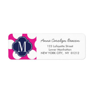 Hot Pink & Navy Big Polka Dots Monogrammed