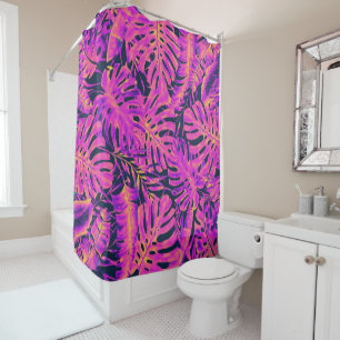 Hot Pink & Navy Blue Tropical Palm Leaves Island