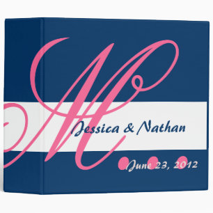 HOT PINK NAVY BLUE WHITE Wedding Photo Planner Binder