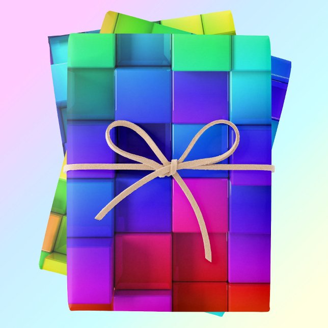 Hot Pink Neon Green Blue Violet Gift Wrapping Paper Sheet (Creator Uploaded)