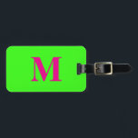 Hot Pink Neon Green Monogram Name Gift Favour 2025 Luggage Tag<br><div class="desc">Monogrammed initial and also personal details like name,  address,  phone number and email all of which you can edit. Designed with attractive solid neon green colour background,  you can change the colour if you wish. Cool travel gift idea for him or her.</div>