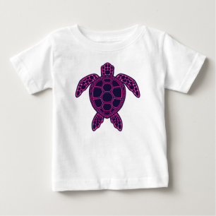 Hot Pink Neon Lava Sea Turtle Design Baby T-Shirt